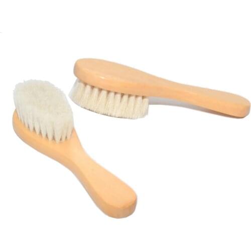 Baby Pure Natural Wooden Brush Comb Wool Kids Hairbrush Newborn Hair Brushes Infant Comb Safe Head Massager
