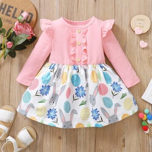 Toddler Kids Baby Girl Cartoon Dress Kawaii Rabbit Printing Casual Dresses For Girl Summer Princess Dress Children Clothing