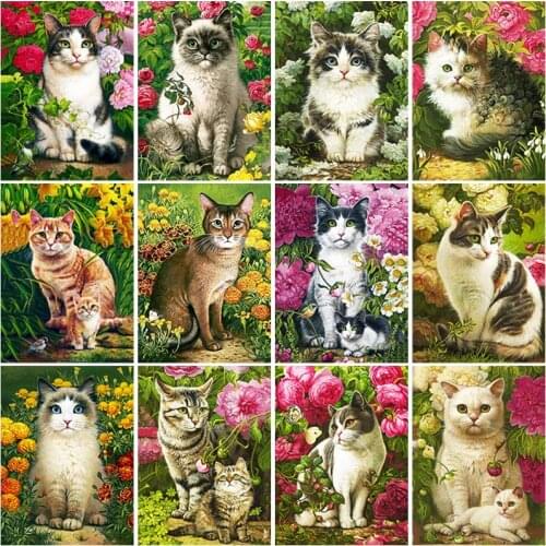 DIY 5D Diamond Painting Full Round Square Resin Mosaic Diamonte Embroidery Cross Stitch Kits Wall Art Flower Cat Handcraft