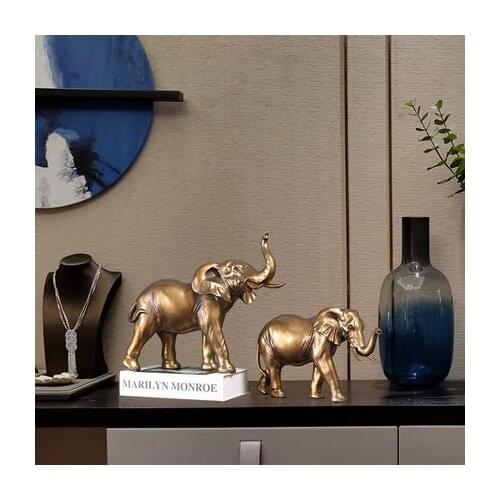 European golden resin auspicious elephant household decoration modern creative animal furnishing figurines