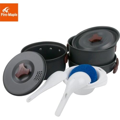 Fire Maple Dinner Box Camping Pot Outdoor Kitchen Cutlery Cookware Camp Cooking Cookware Picnic 2-3 Persons Set Gray FMC-202