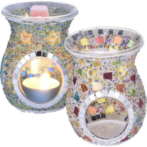 Candle Essential Oil Burner Turkish Style Pattern Stained Glass Aroma Lamp Coffee Shop Bar Counter Home Table Decoration