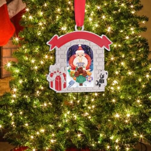 Creative Christmas Pendants Eye-catching Lightweight Thermal Transfer Metal Xmas Tree Hanging Ornaments for Home Wholesale