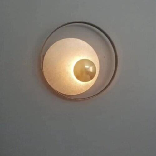 Round Metal Creative Wall light Living room Bedroom Wall lamp Hotel Hall Aisle Wall Sconce Surface Mount Warm light 90-260V