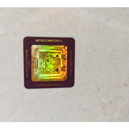 Purple color printed laser hologram golden security holographic adhesive sticker