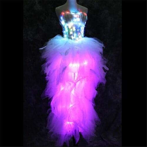 LZ10 Party evening colorful dj skirt led light costumes singer bar dancer wears clothes models show stage clothes luminous disco