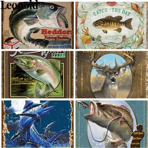 Metal Poster Animal Vintage Plaque Fishing Bird Dog Poster Cafe Bar Club Farm Home Decoration 20X30Cm