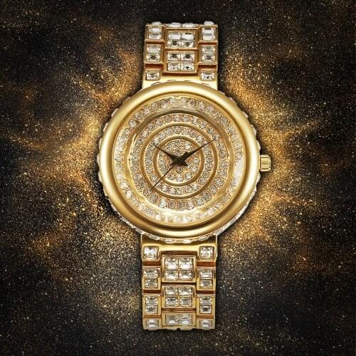 MISSFOX Full Diamond Womens Watch Famous Brand Gold Quartz Analog Watch Women Casual Luxury Lady Watch 2019 For Christmas Gift