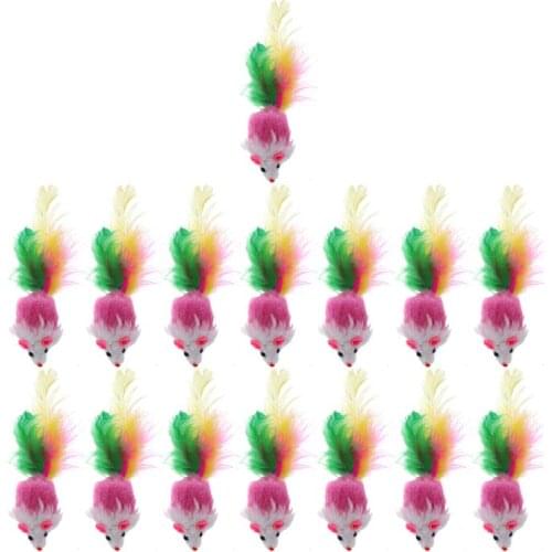 15PCS Colorful Mice Double-color Mice Colorful Feathers Mice Colorful Plaything
