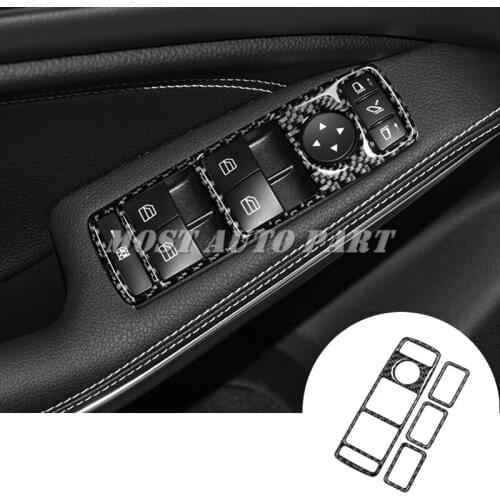 Carbon Fiber Car Door Window Button Trim Cover For Benz CLA C117 W117 2013-2018 Car accesories interior Car Trim