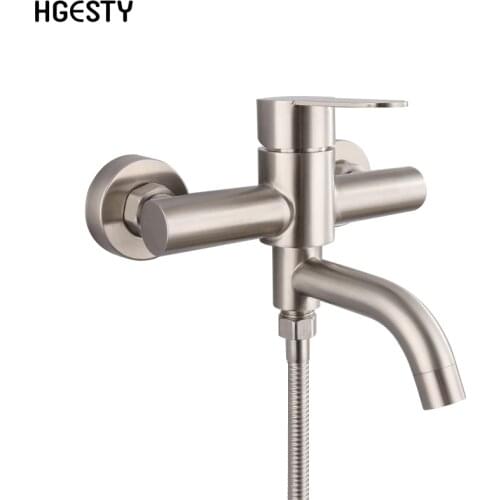 Wall Mounted Bathroom Shower Faucet Valve Stainless Steel Triple Bathtub Faucet Cold Hot Mixing Control Valve 2 Function Outlet