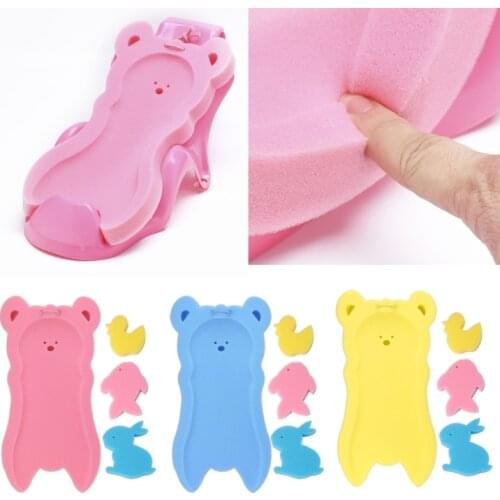 Infant Bath Baby Bath Holder Non-slip Bed Infant Shower Sponge Cushion Cartoon Bath Mat Newborn Baby Shower Nets Bath Pad