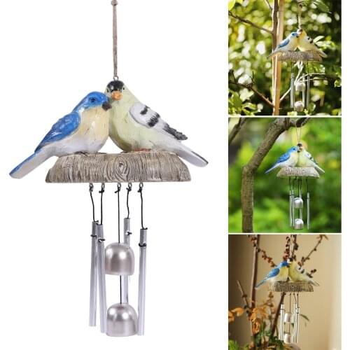 Newly Outdoor Wind Chime Hand Painted Resin Bird Hanging Ornament for Home Garden Courtyard Decoration