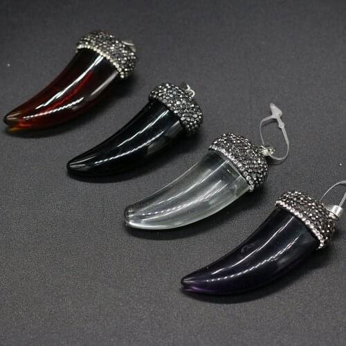 Wholesale Acrylic Pendant Ox Horn Shape Pendant for Women Jewelry Accessories Making Necklace Reiki Healing Gift Size 23x57 mm
