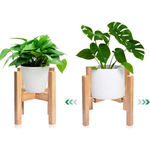 Indoor Plant Stand Mid Century Modern Decoration Adjustable Plant Stand Bamboo Plant Fram For Houseplants Planters Height25/35cm