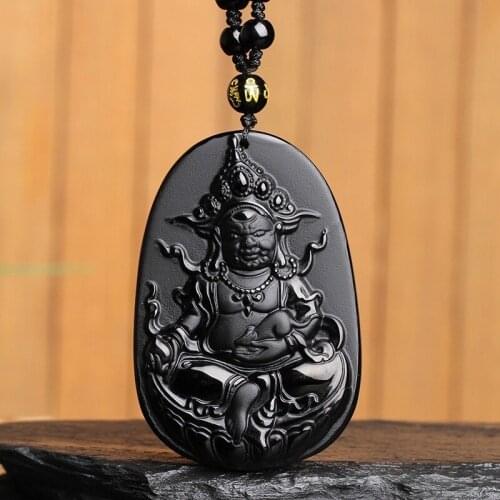 Natural Black Obsidian peace Buddha Pendant fashion boutique jewelry hand carved Lovers Necklace Gift Accessories