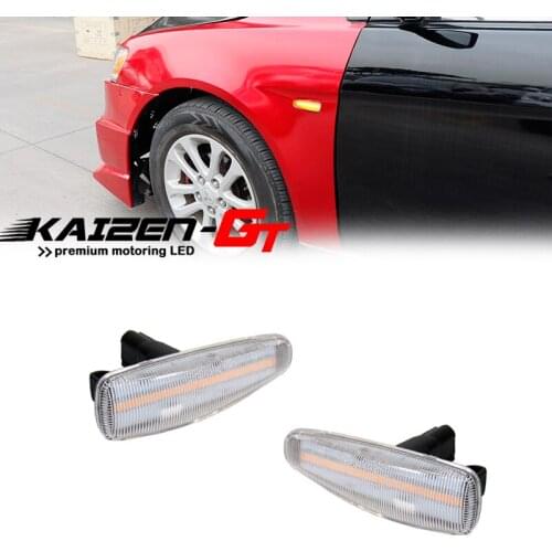 Clear Lens Amber LED Car Front Side Marker Sequential Blinker Lights For Mitsubishi Lancer Evolution X Mirage Outlander Sport