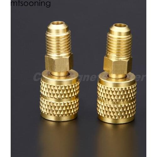 2pcs R410a Straight Adapter 1/4" Male To 5/16" SAE Female Charging Hose To Vacuum Pump For Mini Split Air Conditioners HVAC