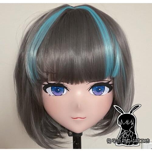RB074)Customize Full Head Resin Cartoon Cosplay Japanese Character Anime Role Play Crossdress Kigurumi Mask With Back Shell