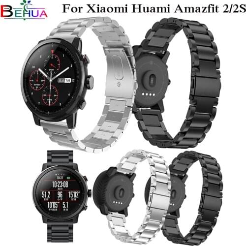 Fashion Magnetic Watch Band Replacement Stainless Steel Watch Strap Metal Clasp For HUAMI Amazfit Stratos 2 2S Straps Wristband