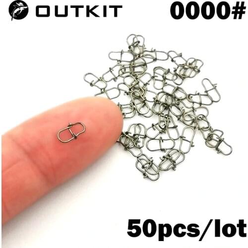 OUTKIT 50PCS Stainless steel Pin Swivel Fishing Accessories Connector Lure Clip Rolling Swivels Sea Fishing Tackle