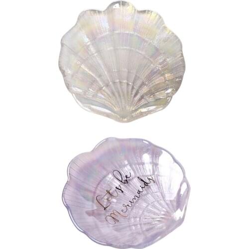 Shell Glass Plate Dish Jewelry Storage Tray Ring Trinket Nail Tips Display Tool Wedding Decoration