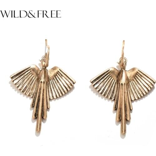 Vintage Geometric Bird Drop Earrings Jewelry For Women 2017 Summer Alloy Antique Gold Statement Dangle Earrings Brand Jewelry