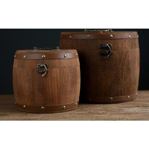 High Grade Vintage Tea Box Wood Casks Tea Storage Seal Jar Moisture Proof Caddy Coffee Beans Nuts Boxes Cans Tanks Container