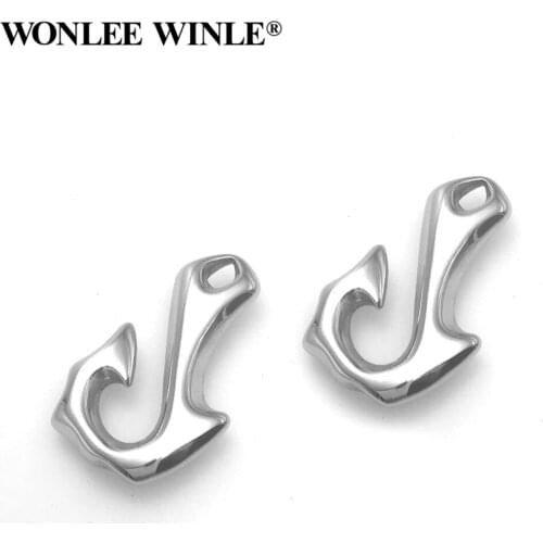 Wonlee Winle Stainless Steel Polished Ferry Hook Pendant Connetors Charm Fit DIY Men Bracelet Jewelry Making (Without Bracelet)