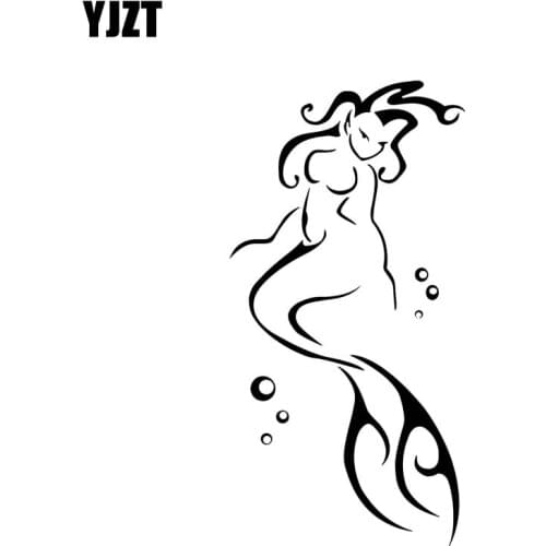 YJZT 6.8*13.5CM Naked Abstract Sexy Mermaid Car Sticker Vinyl Decal Black/Silver Popular Style Silhouttte Design C20-1089