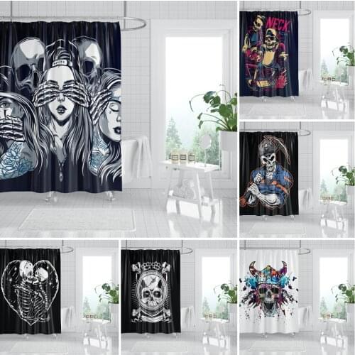 Skeleton Girl Shower Curtain Waterproof And Mildewproof Polyester Bath Screen Bathroom Curtains Home Decoration 180x180cm