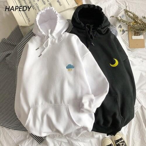 Cartoon Weather pattern Print Hoodies Women Hooded Oversize Pullovers Harajuku Warm Kawaii Female Loose Streetwear Sweatshirts