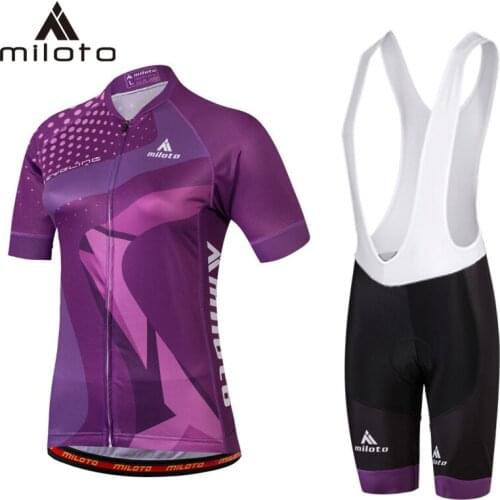 Miloto Women Cycling Clothing Bicycle Jersey Set Female Ropa Ciclismo Girl Cycle Wear Road Bike Bib Short Pant Pad Ropa Ciclismo