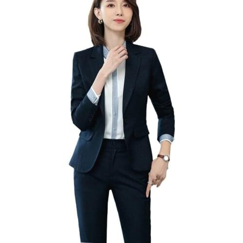 Ladies suit temperament large size lapel single button professional trousers suit autumn and winter new womens two-piece suit