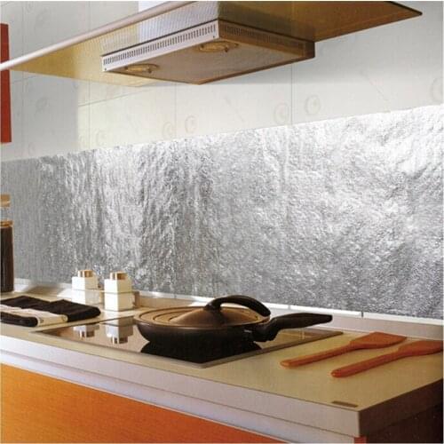 1 Roll 40x200cm Aluminum Film Waterproof Kitchen Oil Sticker Anti Oil Kitchen Cabinet Adhesive Wallpaper DIY Home Decor