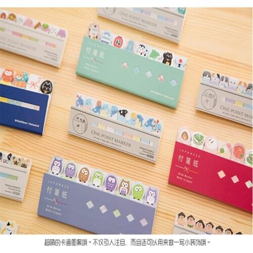 1Pcs/lot Lovely Japanese Animals Owl Kittens SUMO Sticky Notepad Memo Note Message Post Marker Label School Supplies