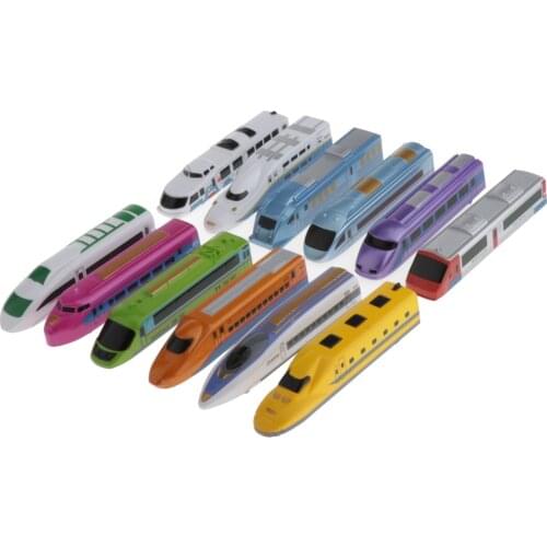 12 Pcs 1:64 S Scale High- Rail Train Model, Pull Back Train Kids Toy