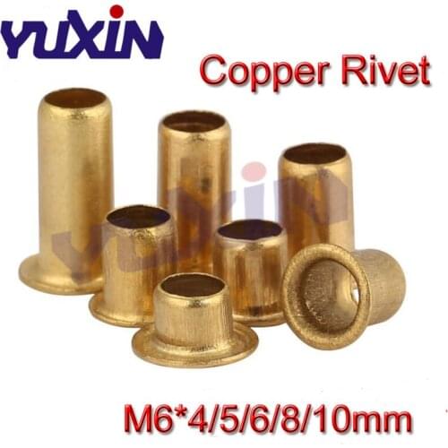 200PCS M6*4/5/6/8/10mm Copper Hollow Rivet Tubular Rivets Double-sided Circuit Board PCB Vias Nails