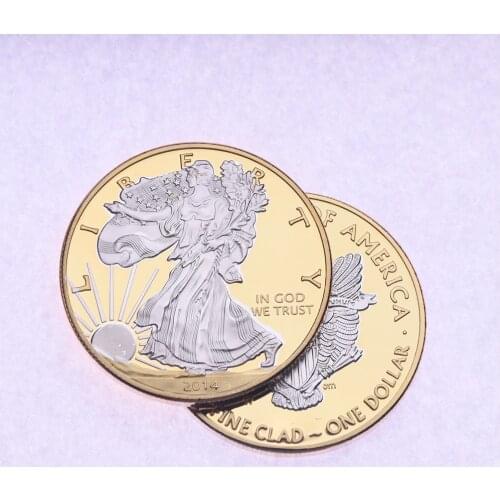 2014 1 OZ American Eagle Statue of Liberty Gold Silver Coin Gilded Collectibles Crafts Decorations