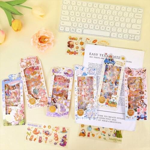 4Pcs Pet Sticker Spring Garden Series Cartoon Hand Account Decoration Material Diy Stationery Sticker Label for Scrapbooking