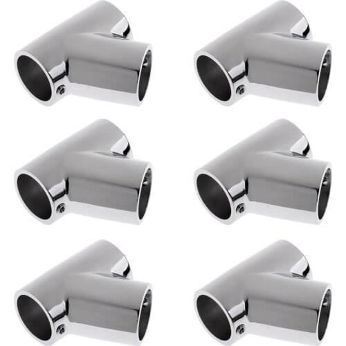 6pcs 316 Stainless Steel Boat Handrail Fitting 60 Degree Tee 7/8"