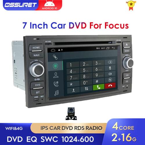 Android 10 Car DVD GPS FOR FORD FOCUS C-MAX Car DVD Player 7'' IPS Touch Screen 2Din Car GPS Navigation RDS USB OBD DVR 1024*600