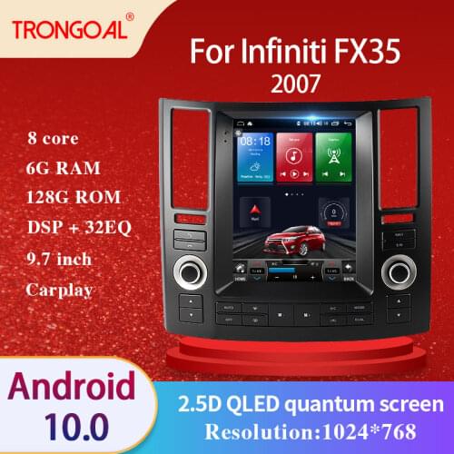Car Radio DVD Player For Infiniti FX35 2007 Android 10.0 Caprplay DSP IPS GPS Multimedia Navigation Video WIFI Bluetooth