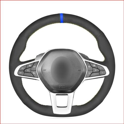 Black Suede Leather Steering Wheel Cover for Renault Clio 5 (V) 2019-2020 Zoe 2019-2020 Captur Parts