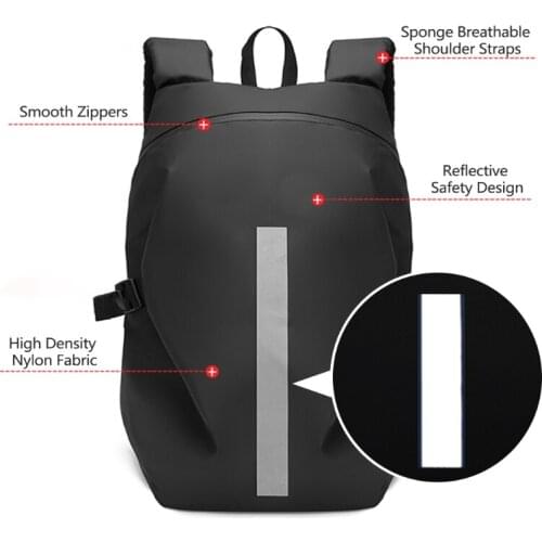 50LC Black Backpack with Breathable Shoulder Belt Motorcycle Bicycle Helmet Backpack Casual Computer Storage Bag