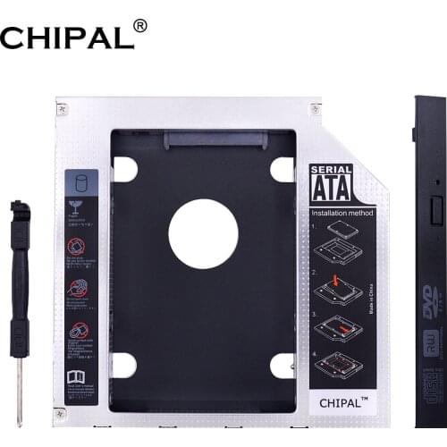CHIPAL Aluminum SATA 3.0 Second 2nd HDD Caddy 12.7mm for 2.5 Inch 2T SSD Case Hard Disk Enclosure for Laptop ODD Optical Bay