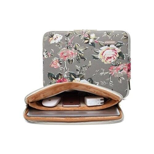 Elegant Gray Water Hyacinth Flower Laptop Sleeve Bag for Macbook Microsoft Surface Book Pro 4 Protective Chromebook Tablet Cover