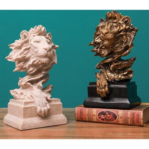 European Vintage Decoration Statue Antique Lion Figurine Crafts Home Office Bookshelf Sculpture Ornament Craft home decor gift