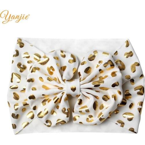 5'' Big Floppy Bow Headband For Girls 2021 Glitter Cheetah Hair Bow Elastic Headbands Kids Messy Bow Hair Band Hair Accessories