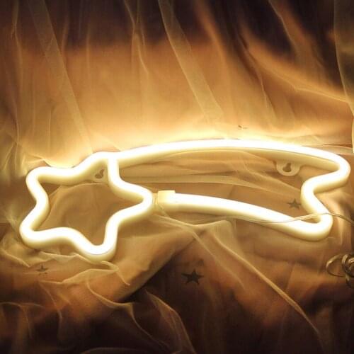 Hot Sale Meteor Neon Signs Special LED Night Light Wall Decor Battery Powered for Home Bedroom Bar DIY Decorations Party Holiday